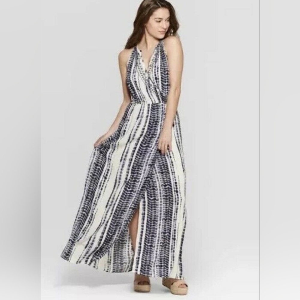 Knox Rose Navy & Cream Maxi Dress-Small